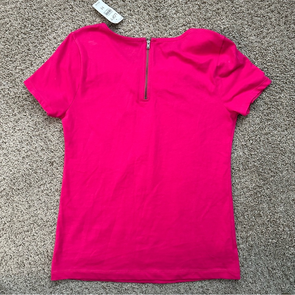 LOFT Bright Pink Short Sleeve Top - Picture 3 of 5